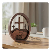 Wooden Easter Resurrection Scene Ornament Religious Gift Christian Easter Table Decoration He Is Risen Wooden Craft for Christians, Office Desk
