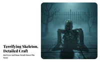 Halloween Decor Long Gray Hair Glowing Eyes Motion Sound Zombie Skeleton for Home Display