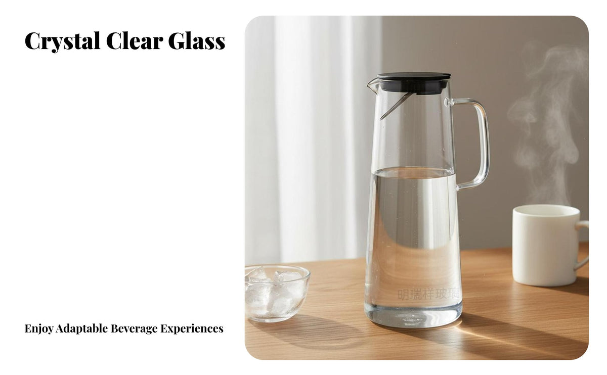 Spill-Proof-Spill-Proof-Less Spout Glass Water Pitcher Fridge Friendly Glass Pitcher with Lid Nordic Design for Families, Homeowners, Home