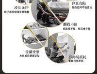 新款旋转鞋架360度家用铝合金多功能层收纳五金高度伸缩旋转鞋柜 象牙白4层A款高680-745毫米