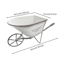Tabletop Wheelbarrow Planter with Handle Handles Rustic Wheelbarrow Flower Pot Distressed Plant Holder Weathered for Decorators, Gardeners, Desktop, Balcony, Patio, Garden