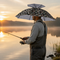 Double-Layer Head-Mounted Fishing Umbrella Hat with UV Protection