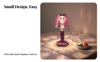 Diamond Effect Lamp Romantic Ambient Compact Crystal Table Lamp 3D Printed Diamond Effect Desk Light for Couples, Adults, Bedroom, Living Room, Office