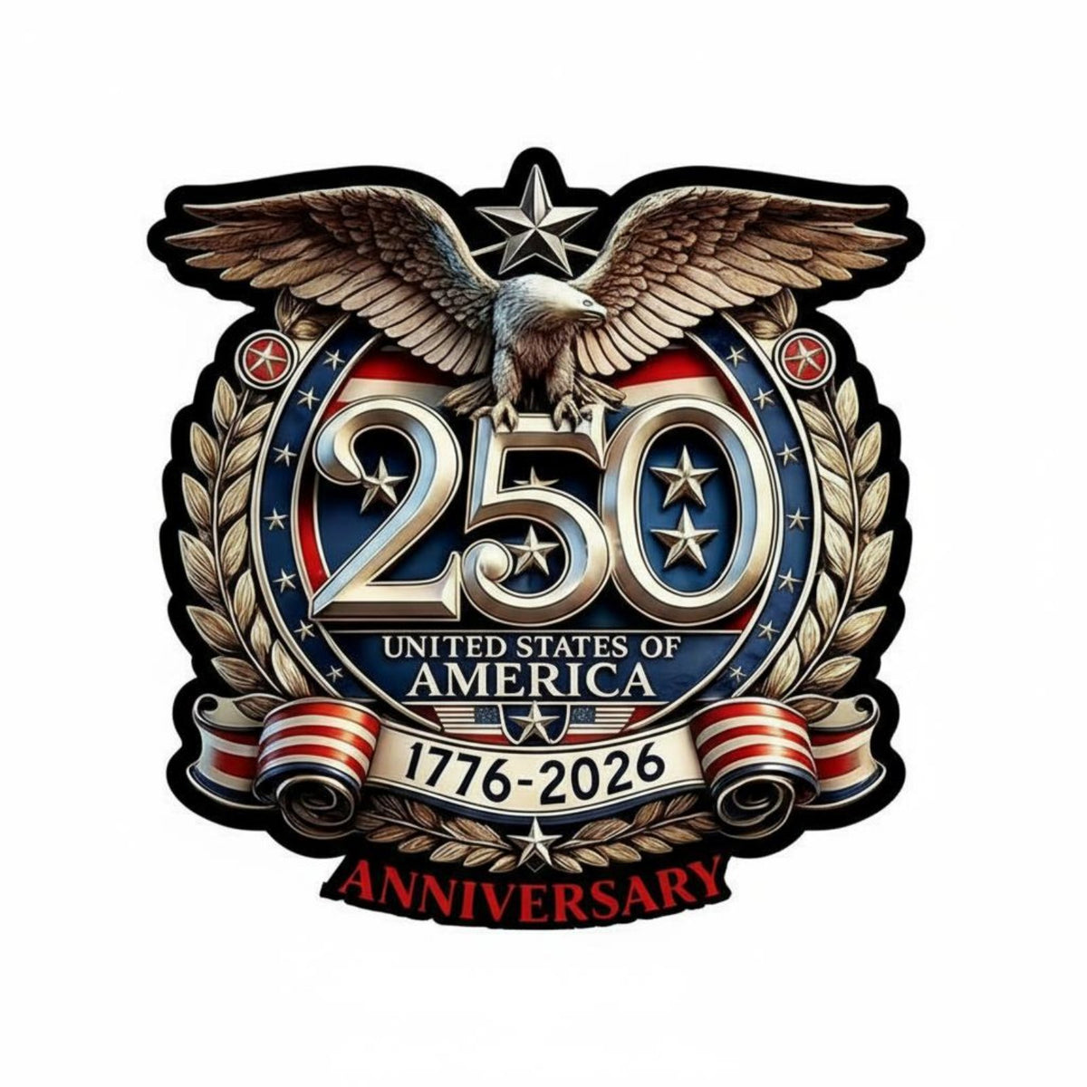 250th Anniversary Car Sticker Weatherproof the Nation 250th Anniversary Sticker 3D Effect Design Eagle Insignia Vehicle Decal for Nationalists