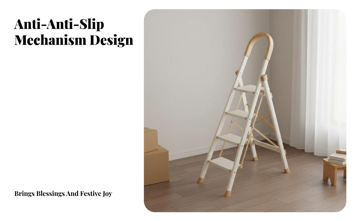 Foldable Folding Step Ladder Space-Saving A-Shaped Ladder Multi-Functional Household Step Stool Wide Steps for Homeowners, Adults, Seniors, Indoor, Kitchen, Living Room, Closet