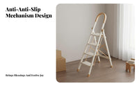 Foldable Folding Step Ladder Space-Saving A-Shaped Ladder Multi-Functional Household Step Stool Wide Steps for Homeowners, Adults, Seniors, Indoor, Kitchen, Living Room, Closet