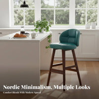 Modern Minimalist Design Upholstered High Stool with Backrest Ergonomic Design Bar Chair Sturdy Base Seating Furniture Easy to Assemble for Business Owners, Homeowners, Couples, Cafe, Restaurant, Eatery, Kitchen Island
