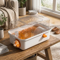 Transparent Hamster Cage Villa with Side Door and Handle, Single Layer House for Indoor Use, Portable Oval Shape Dwarf Habitat Viewing