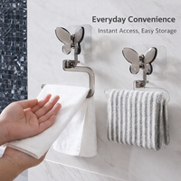 Sink Dish Cloth Holder, No Drill Wall Mounted Towel Rack Bathroom, Acrylic Hanging Hook for Small Space Storage, Versatile Kitchen & Bath Organizer
