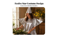 Gleaming Christmas Star Costume Shiny Star Costume Loose Fit Performance Outfit Festive for Adults, Dress-up, Parent-Child Activity
