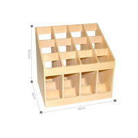 Slanted Slots 12 Compartment Rack Child-Centered Carpet Storage Rack Wooden Open Frame for Kindergarten