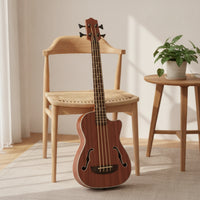 Bass Ukulele with Pickup Ergonomic Design Bass Guitar 4-String Instrument for Home Practice