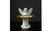 Angel Statue with Tray Tabletop Angel Sculpture with Tray Carved Decor for Entryway