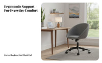 Adjustable Height Upholstered Computer Seat Soft Upholstery Upholstered Rolling Seat Ergonomic Design pivot Chair with Armrests for Students, Adults, Women, Study Room, Bedroom
