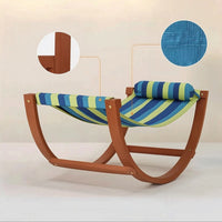 Hammock Chair with Stand Wooden Rocking Hammock Chair Striped Furniture for Garden, Balcony, Reading Corner
