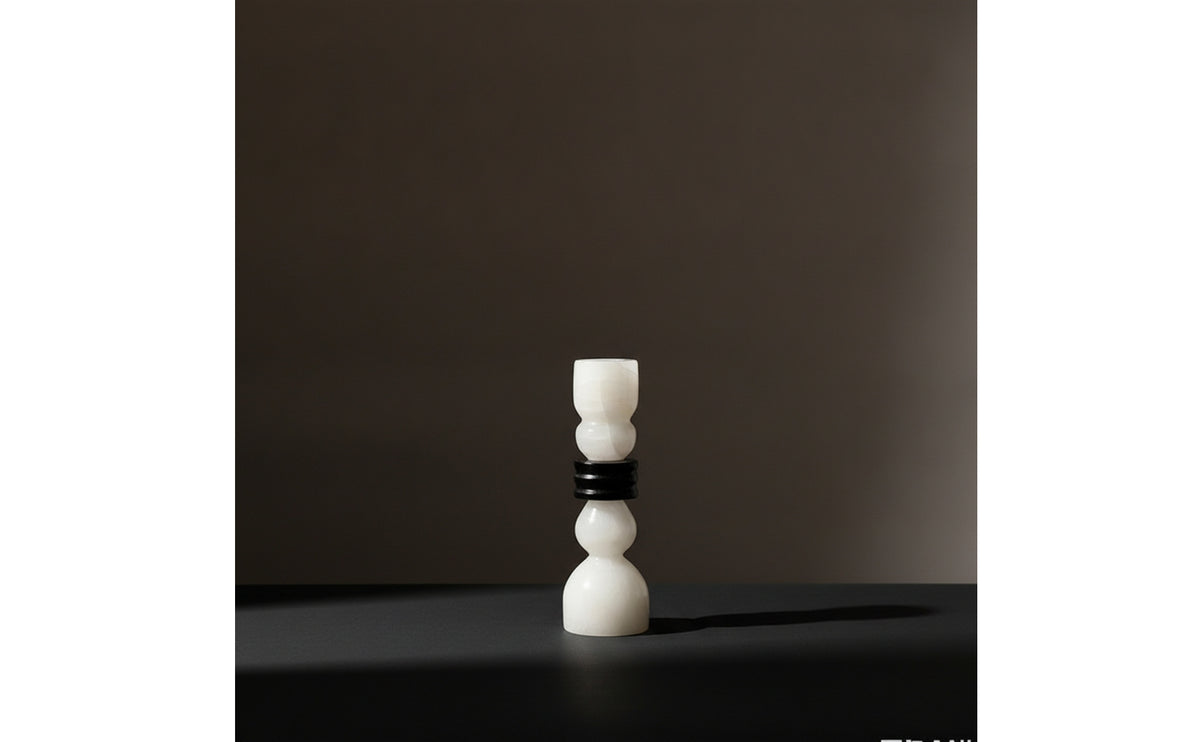 Stone Candle Holder Statement Tabletop Decor Piece Minimalist Decor for Entryway Console, Display Shelf