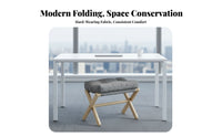 Folding Footstool Padded Stool with X Legs Upholstered Footstool with Cushion for Living Room, Office, Reading Corner