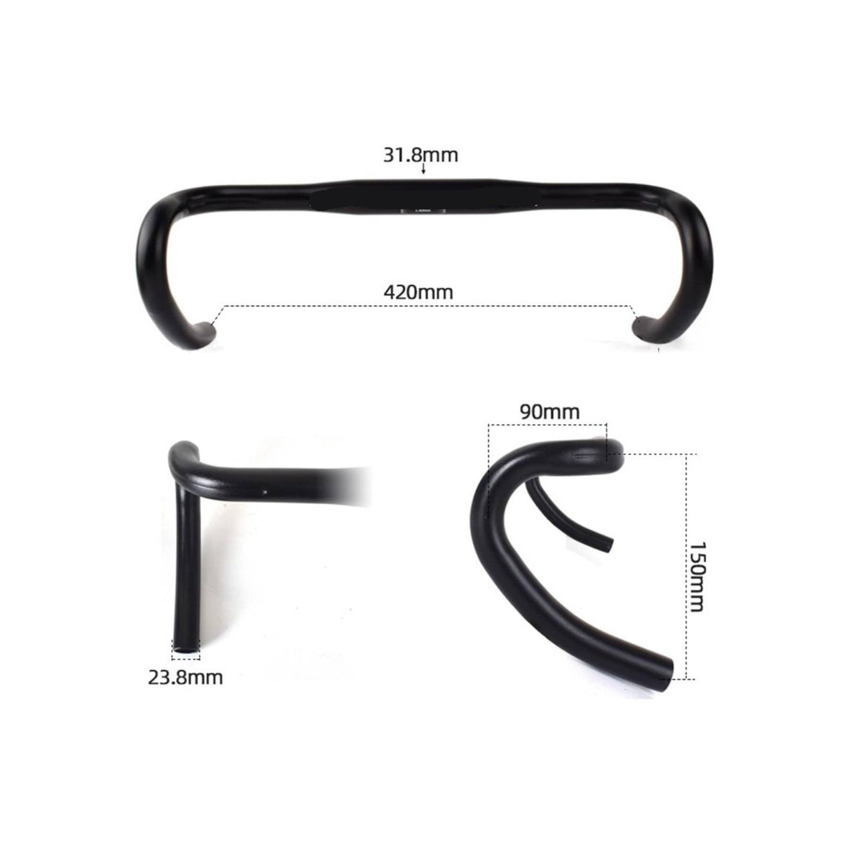 Sturdy and Long-Lasting 31.8mm Bent Handlebar Ergonomic Drop Bar Easy to Install Aluminum Alloy Drop Bar for Cyclists