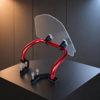 Transparent Clear Motorcycle Windshield Rounded Clamp-on Windshield Curved Clamp-on Windscreen Deflector Black Hardware