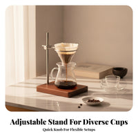 Wood Base Pour-over Dripper Stand Compact Kitchen Tool for Home Brewing
