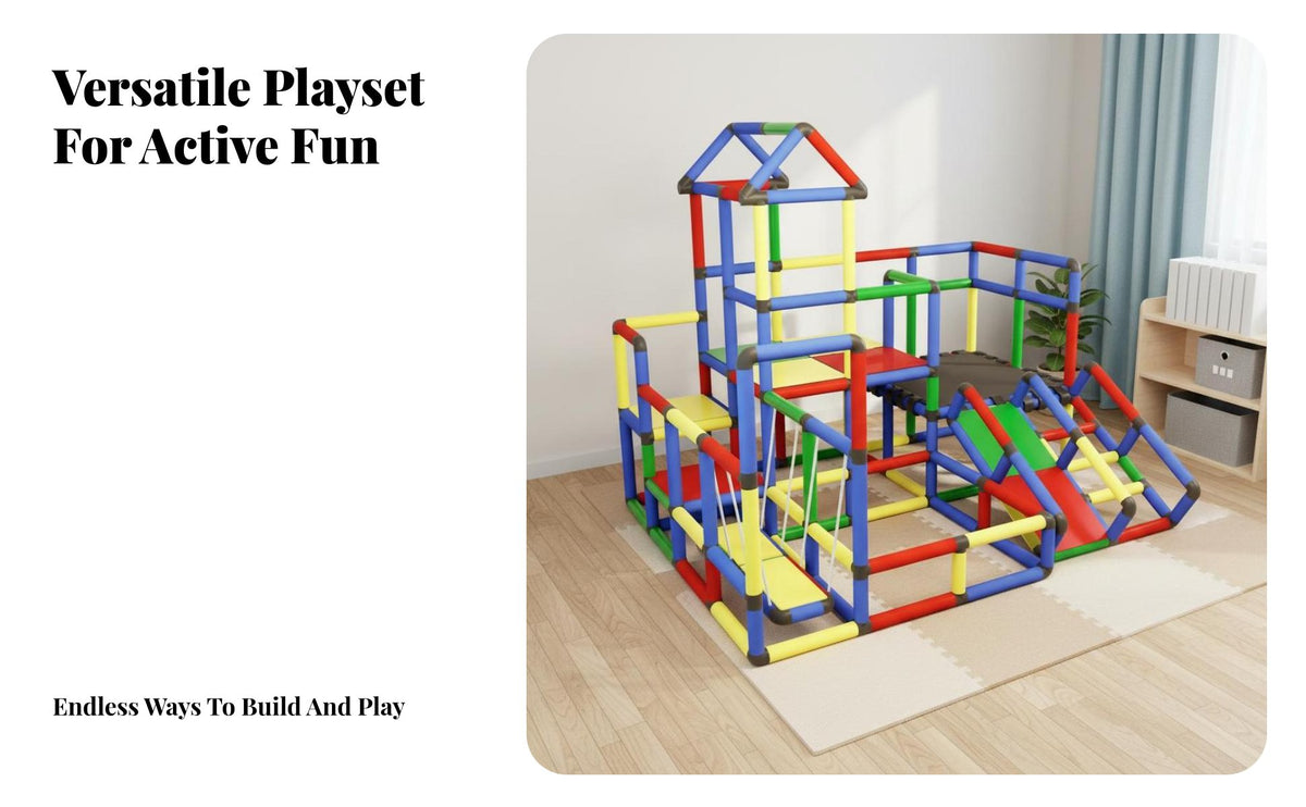 Young Child Jungle Gym with Slide Multifunctional Indoor Climbing Frame Multifunction Young Child Climbing Gym for Young Children, Home