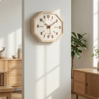 Octagonal Wall Clock Wood Silent Wall Clock Minimalist for CleanLiningAficionados, Bedroom