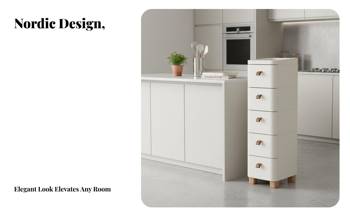 Space Saving Narrow Space Cabinet Multi-Purpose Space Storage Organizer Visible Drawers Slim Storage Cabinet Mobile with Wheels for Homeowners, Renters, Students, Kitchen, Small Areas, Bedroom, Laundry Room