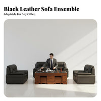 Chinese Design Reception Sofa Set Professional Look 3 Seater Office Sofa Sturdy Frame Executive Office Lounge Set for Executives, Adults, Waiting Room