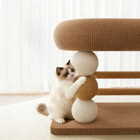 Cat Scratcher Bed Elevated Cat Scratching Post with Basket Pet Furniture Corrugated Cardboard Curved for Cats, Indoor