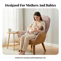 Ergonomic Support Upholstered Nursing Armchair Comfortable Cushioning Feeding Chair High-Back Design Nursery Furniture Soft Upholstery for Postpartum Women, New Mothers, Parents, Bedroom, Living Room, Office