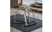 Silver Metal Frame Children's Stirrups Black Step Platform Anti-Slip Stirrups Rounded Arch Shape Stainless Steel Stirrup Extended Opening for Children