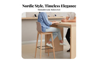 Nordic Design Molded Seat High Stool Modern Simple Design Bar Chair Built-in Footrest Seating Furniture Ergonomic Backrest for Homeowners, Business Owners, Entertainers, Kitchen Island, Restaurant, Reception Area, Pantry