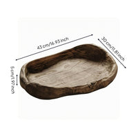 Artisan-Made Freeform Wooden Tray Hollowed Wooden Snack Tray Raised Edges Serving Platter Shallow Rim