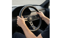 Leather-Wrapped Racing Steering Wheel 3-Spoke Universal Steering Wheel 350mm Comfortable for Car Enthusiasts