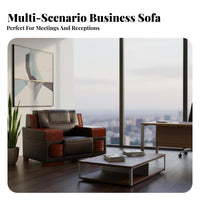 business Look Business Sofa and Table Set Faux Leather Upholstery Reception Seating Minimalist Design Lobby Furniture long-lasting for premium Guests, businesss, Office Managers, Conference Room, Salon, Hospital