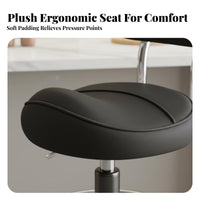 Back Support Adjustable Saddle Stool with Backrest 360-Degree Swivel Ergonomic Saddle Stool Rolling Wheels Task Chair Waterproof for Hairstylists, Technicians, Kitchen, Barbershop, Medical Office, Studio
