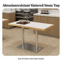 Sintered Sta surface Canteen Table and Chair Group Waterproof abrasion-resistantResistant Square Table and 4 Chairs Set sturdyDuty Frame Commercial Furniture Modern Design for Cafe Proprietors, Business Owners, Fast Food Joint, Dining Hall, Bistro
