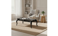 Coffee Table with Marble-Look Traditional-Aesthetic Top-Style Low Coffee Table Curved-Leg Furniture for Living Room, Sitting Area, Reading Corner