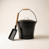 Ash Bucket with Lid and Wooden Grip Fireplace Bucket with Lid Covered for Homeowners