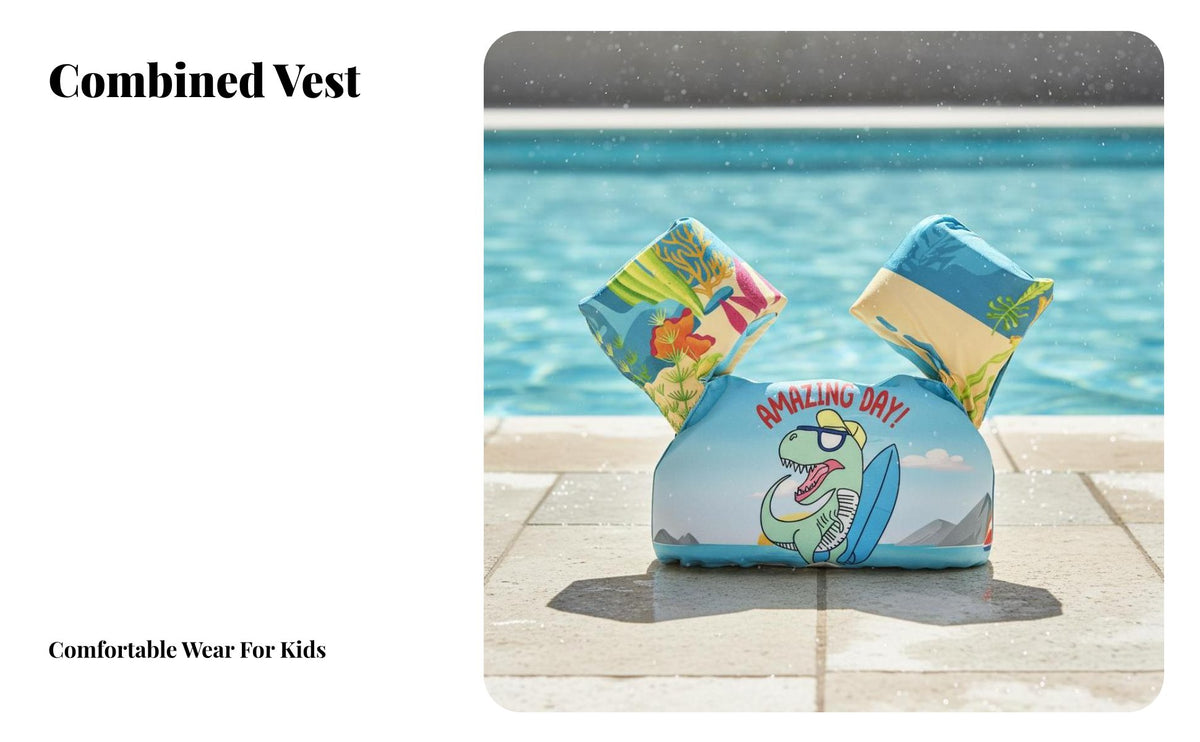 Kids Cartoon Flotation Vest Comfortable Suitable for Children Swim Vest with Arm Floats Lightweight Young Child Chest Float Arm Floats