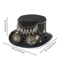Steampunk Top Hat with Goggles Felt Top Hat with Gears Gothic for Cosplayers, Actors