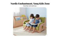 Educational Type Two-Seater Reading Couch Soft and Comfy kids' Sofa Skin-Friendly Upholstery children's Furniture Washable Cover for Toddlers, Parents, Educators, Kindergartens, Daycares, Nurseries, Playrooms