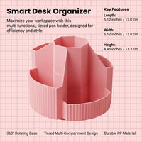 Desk Organizer with 5 Tier Rotating Compartments, Pencil Holder for School Supplies, Desktop Storage Stationery