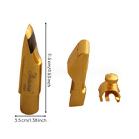 Knurled Screw Sax Mouthpiece Ligature Set Tapered Body Metal Saxophone Mouthpiece Glossy Music Accessory Gold-Colored