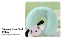 Cartoon Curved Design D Neck Gentle Support & Comfortable Curved Design D Travel Pillow Ergonomic Design Memory Foam Neck Support for Adults, Kids