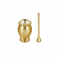 Brass medicine grinding bowl, handmade pestle, polished surface, ideal for household use