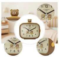Melody Analog Alarm Clock Decorative Desk Clock with Figure Tabletop Compact for Nightstand
