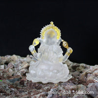 Translucent White Rhinestone Ganesha Resin Figurine