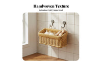 Multi-Purpose Imitation Rattan Basket Space-Saving Wall Hanging Woven Basket Versatile for Decorators, Cooks, Bathroom, Bedroom, Living Room