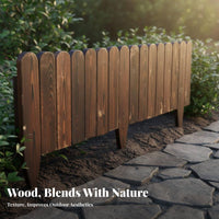 Carbonized Wood Picket Border Landscape Border Fence Easy to Install Flower Bed Border for Vegetable Garden Area, Lawn, Pathway